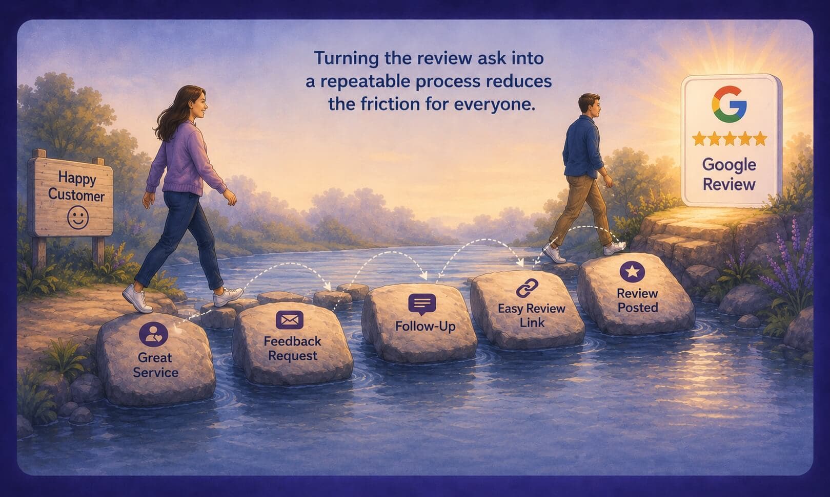 [Illustration: reviews becoming part of a repeatable business process]